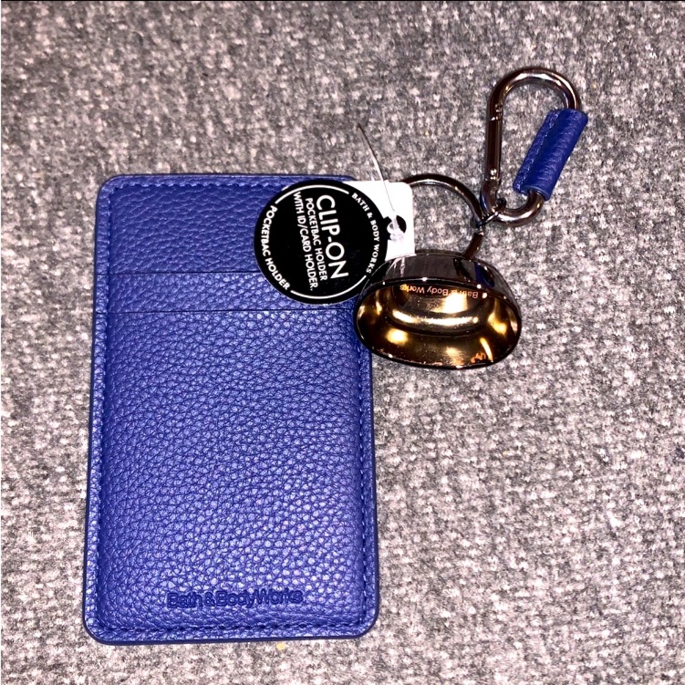 Bath and Body Works Navy Leather Pocketbac ID/Card Holder